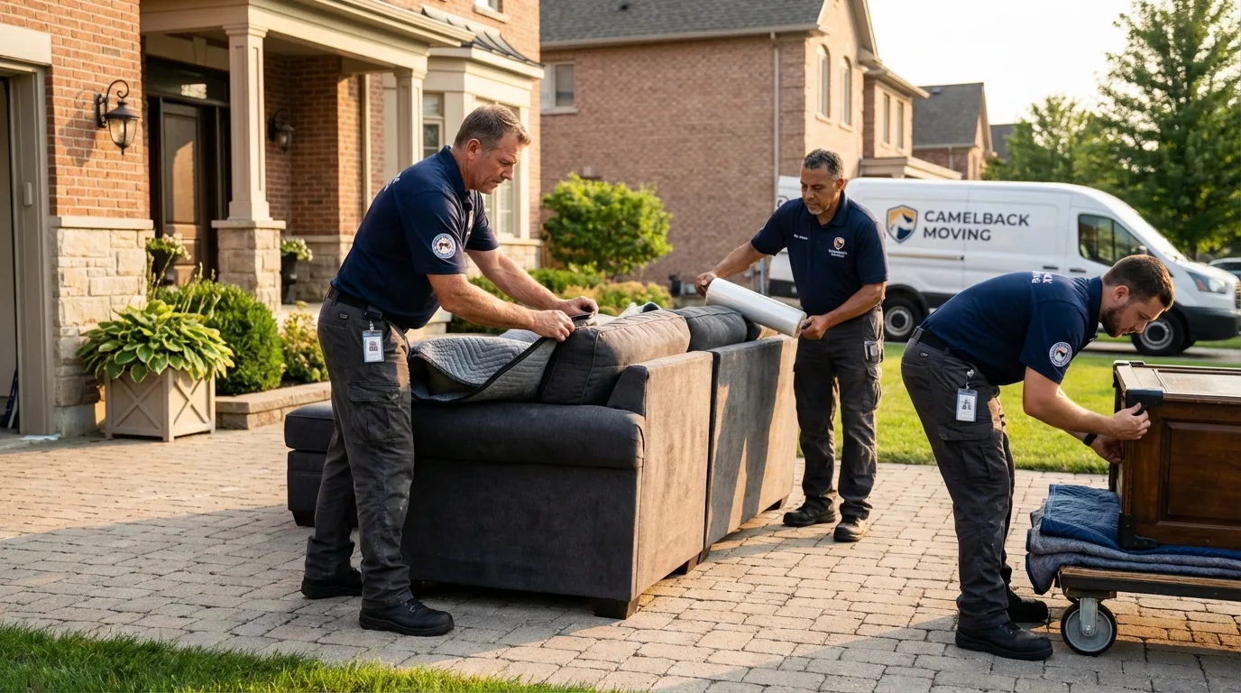 Large estate moving crew wrapping furniture in Belle, WV
